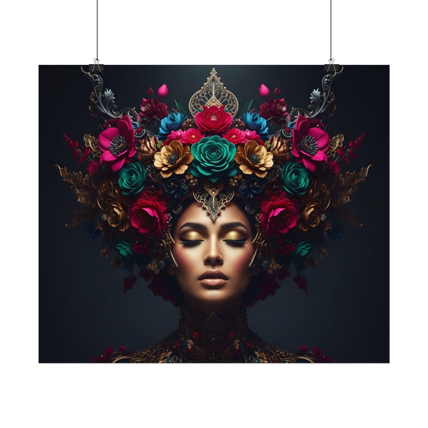 Floral Goddess Art Poster — Matte Textured Watercolor Wall Print