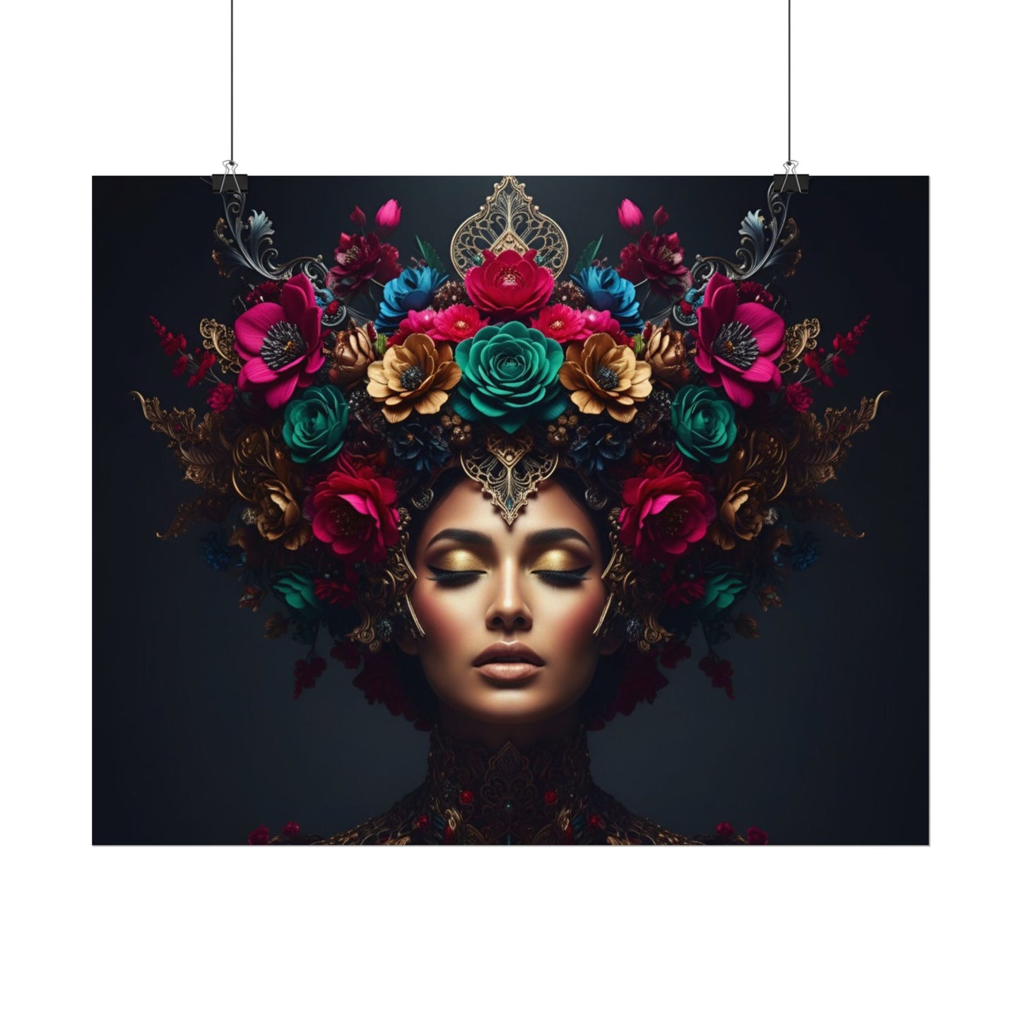 Floral Goddess Art Poster — Matte Textured Watercolor Wall Print