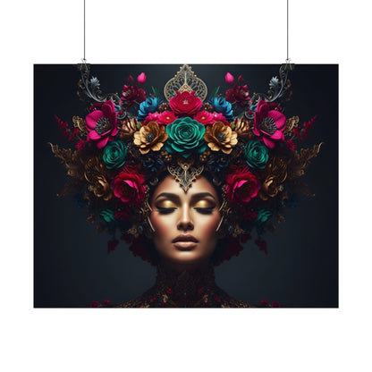 Floral Goddess Art Poster — Matte Textured Watercolor Wall Print