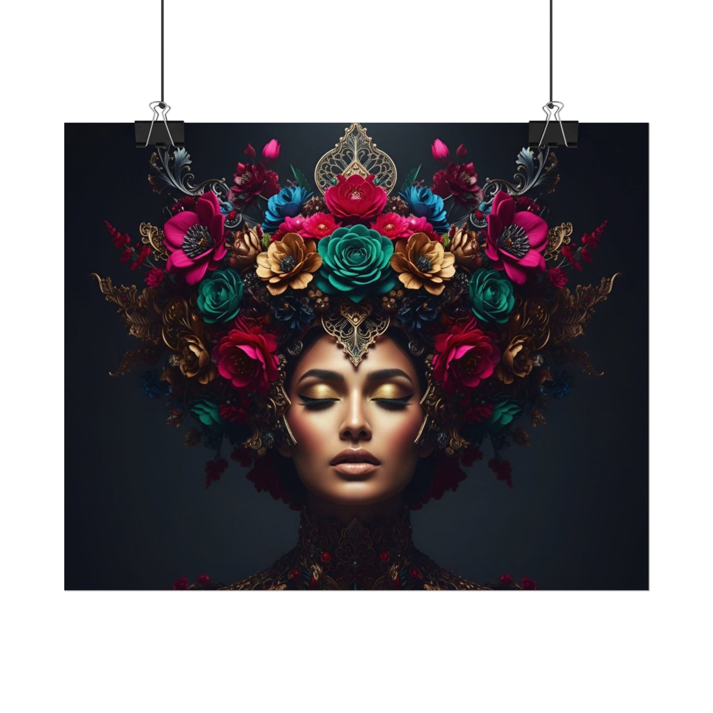 Floral Goddess Art Poster — Matte Textured Watercolor Wall Print