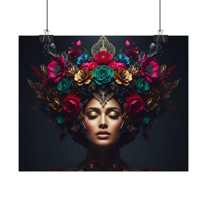 Floral Goddess Art Poster — Matte Textured Watercolor Wall Print