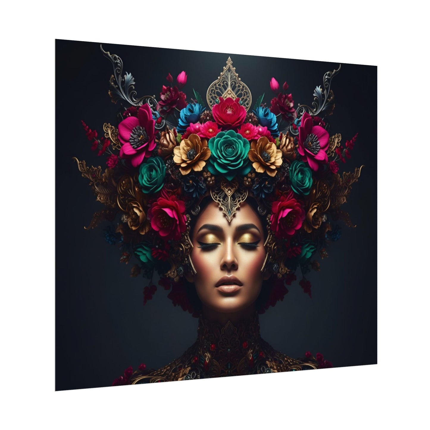 Floral Goddess Art Poster — Matte Textured Watercolor Wall Print