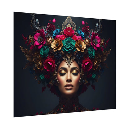 Floral Goddess Art Poster — Matte Textured Watercolor Wall Print
