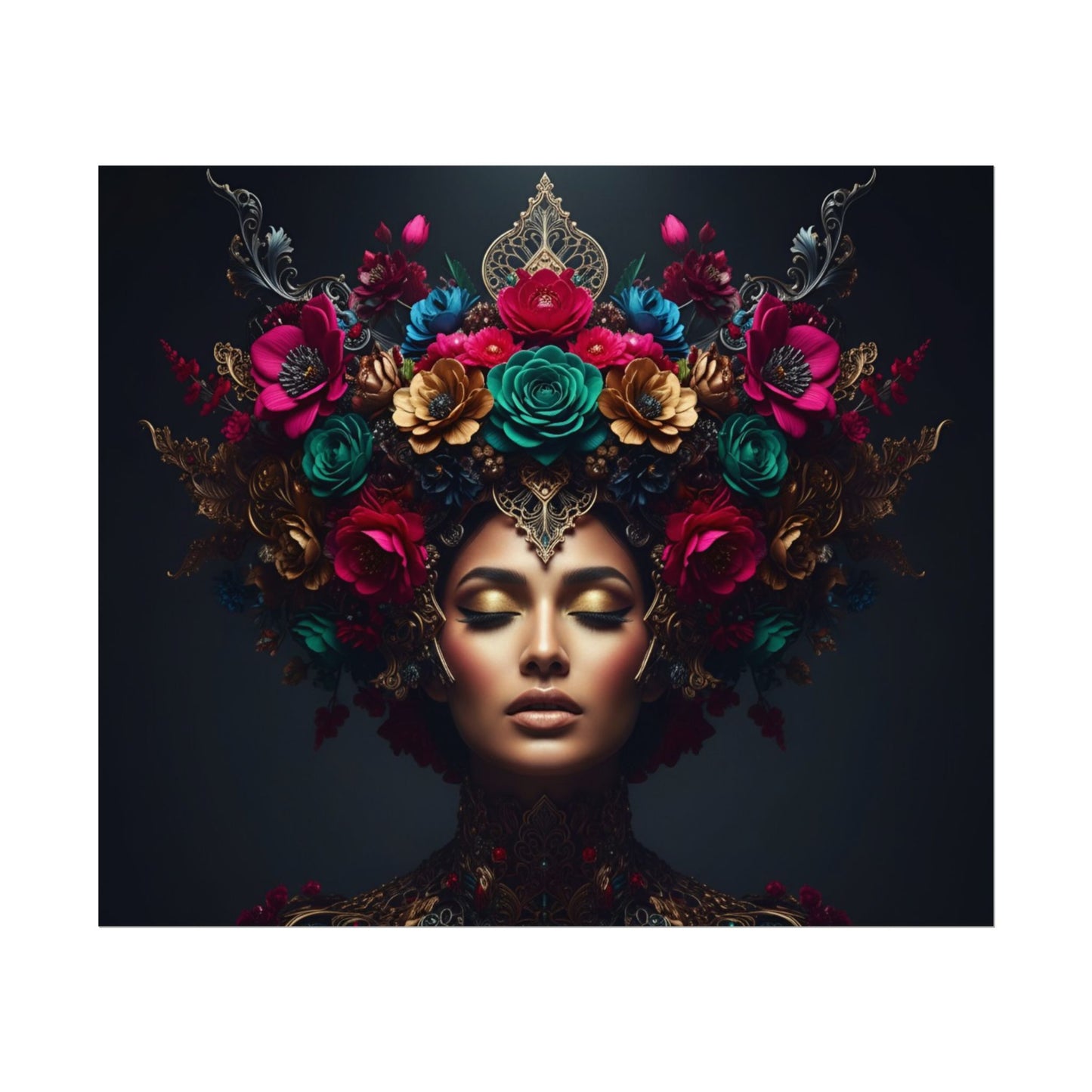 Floral Goddess Art Poster — Matte Textured Watercolor Wall Print