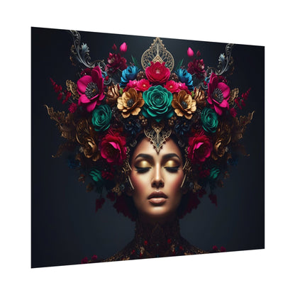 Floral Goddess Art Poster — Matte Textured Watercolor Wall Print