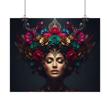 Floral Goddess Art Poster — Matte Textured Watercolor Wall Print