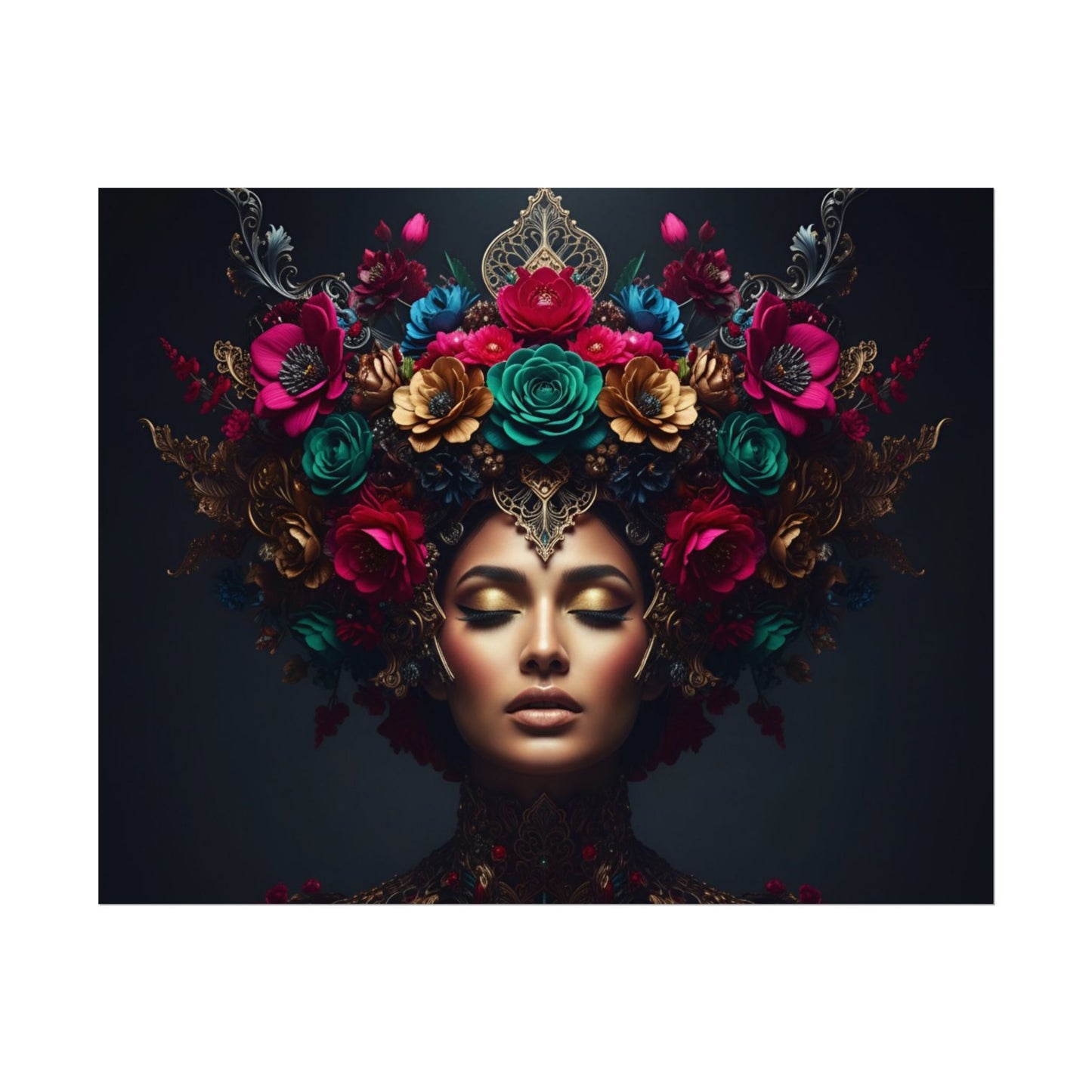 Floral Goddess Art Poster — Matte Textured Watercolor Wall Print