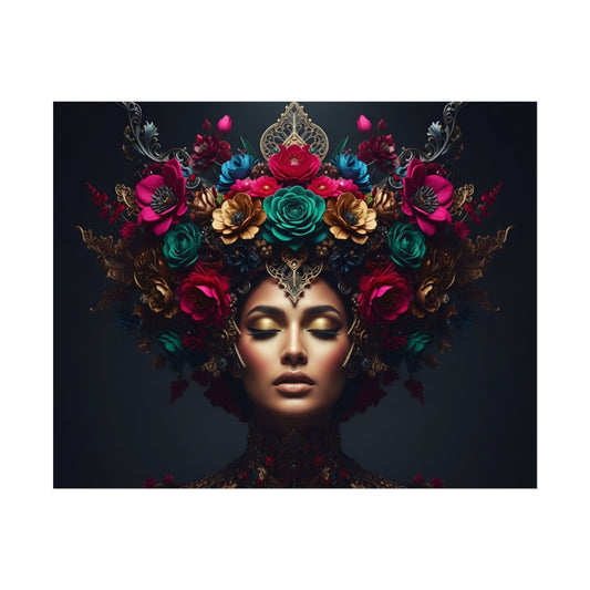 Floral Goddess Art Poster — Matte Textured Watercolor Wall Print